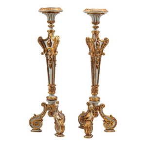 Pair French Regence Louis XIV / XV Style Giltwood Pedestals / Plant Stands