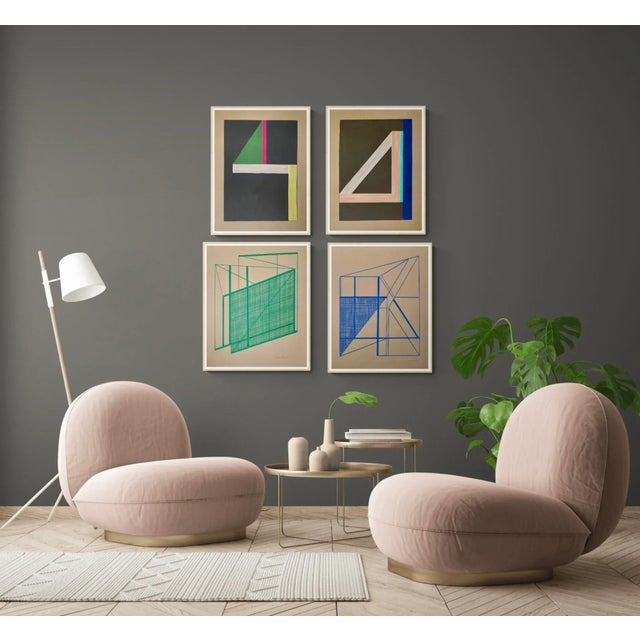 2020s Geometric Drawing With Blue For Sale - Image 5 of 5