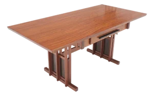 Arts and Crafts Style Solid Teak Partner's Desk, Architectural Studio Made