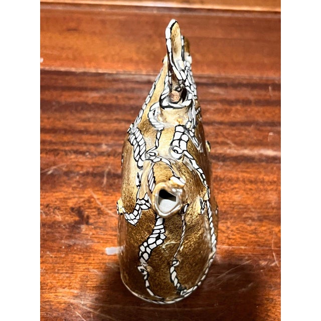 Gold Contemporary Gerry Wallace Studio Art Pottery Slab Built Teapot Figurinal Lid Cerami For Sale - Image 8 of 9
