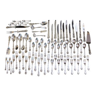 77 Piece Strasbourg Pattern Sterling Silver Flatware Set by Gorham For Sale