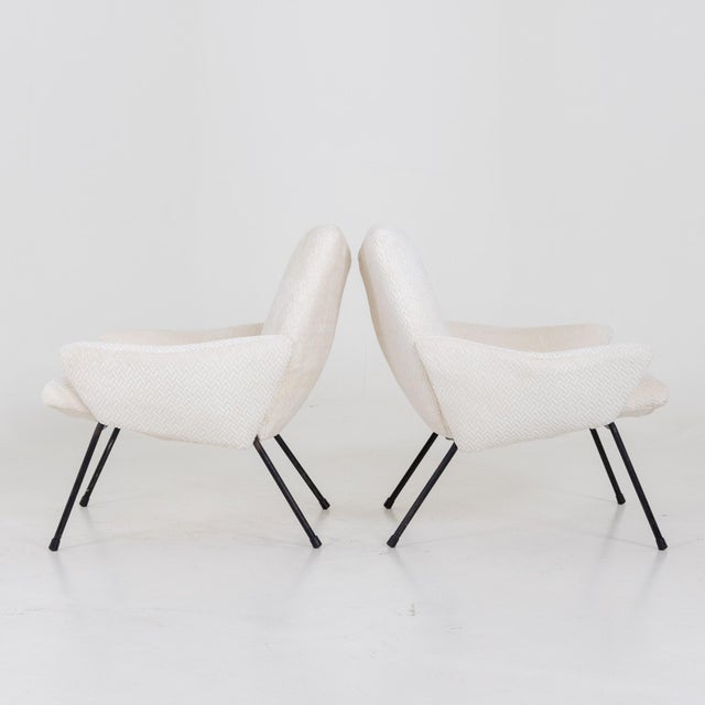 " Suzy " Armchairs by Giampiero Vitelli for Rossi Di Albizzate. Upholstery and painted steel metal legs.