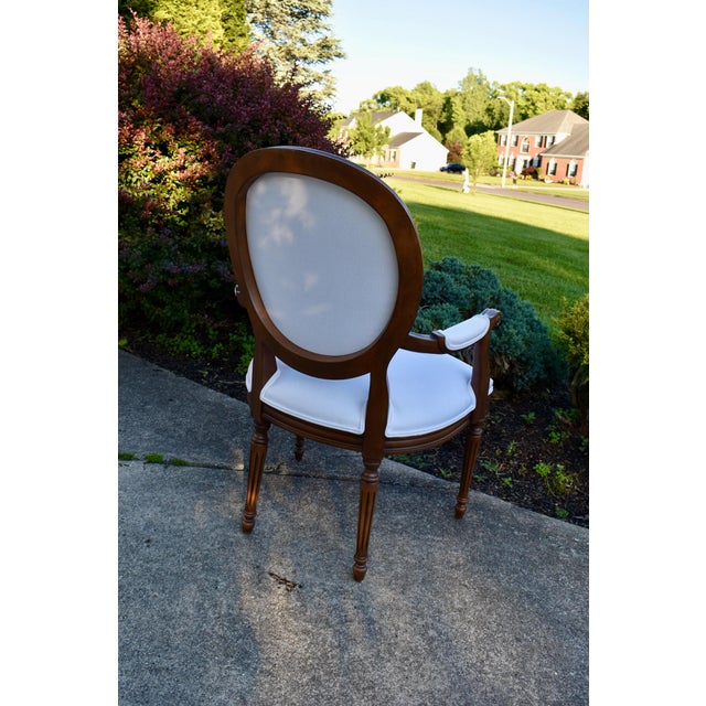 Ethan Allen Francesca Louis XVI Oval Back Armchair Carved Wood French Accent Chair For Sale - Image 17 of 18