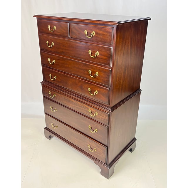 A classic, high-end vintage chest-on-chest by Henkel Harris, crafted in Winchester, VA. Known for superior quality, this...