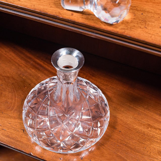 Vintage Full Bodied Wine Decanter, English, Cut Glass, Hallmarked Silver, Rioja For Sale - Image 9 of 11