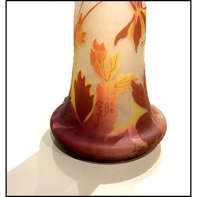 Art Nouveau Multi-Colored Slender Floral Vase, Emile Gallé For Sale - Image 3 of 5
