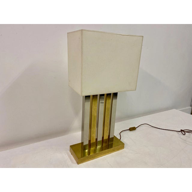 Large Brass and Chrome Table Lamp, 1970s For Sale - Image 11 of 14