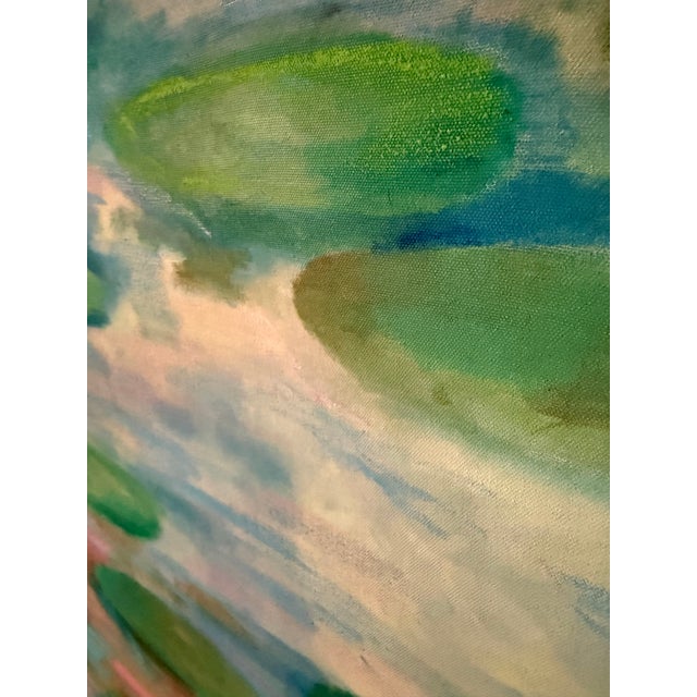 2010s Impressionist Acrylic on Canvas Original Water Lily Artwork by Matthew Brinston For Sale - Image 5 of 7