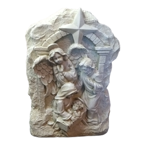 1980s Exquisite Andrea by Sadek Sandstone Holy Family Nativity Plaque
