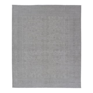 Modern All-Over Floral Khotan With Light Gray Background and Neutral Colors For Sale