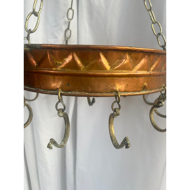 Metal Late 19th Century Copper Hanging Pot/Utensil Rack For Sale - Image 7 of 8