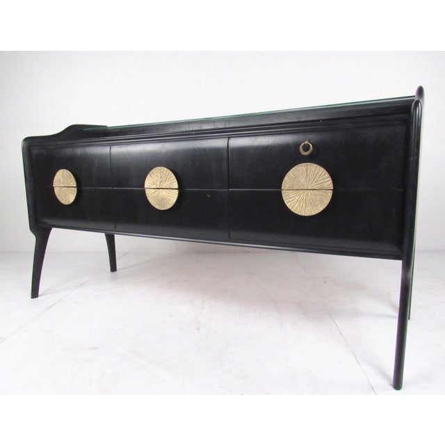 Mid-Century Modern Italian Modern Glass Top Sideboard For Sale - Image 3 of 10