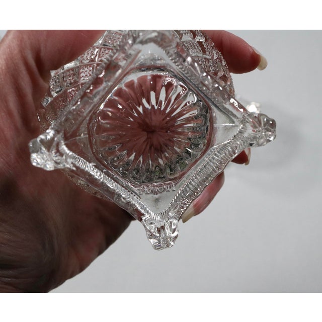 Silver Mid 20th Century Fostoria Salt Cellars With Antique Heart Motif Sterling Silver Salt Spoons - Set of 4 For Sale - Image 8 of 14