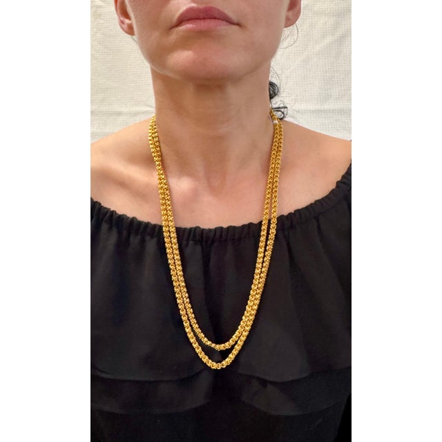 Vintage 85 Gm 18 Karat Yellow Gold Handmade Chain 52 Inch Unique Opera Length For Sale - Image 14 of 18