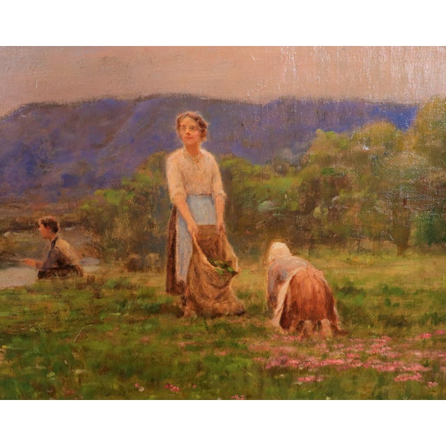 Oil on Canvas "Feeding the Birds" by César Pattein ( French 1850 - 1931) For Sale - Image 9 of 12