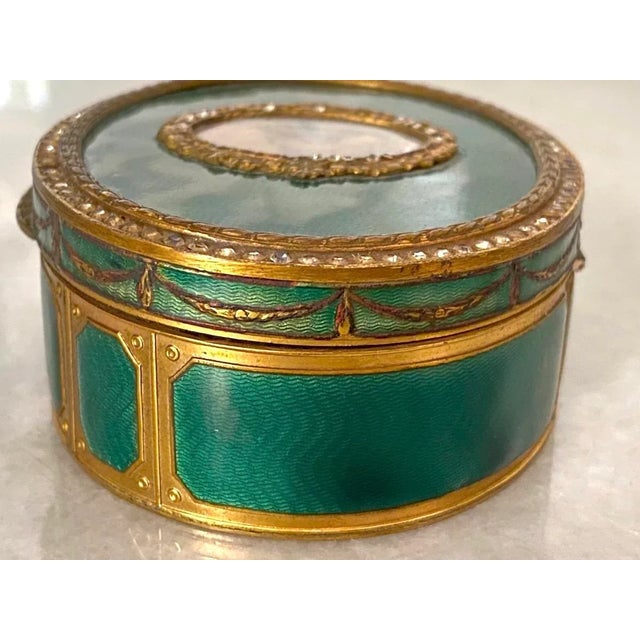 19thC French Bronze Guilloche Enamel Jewelry Box C1860 For Sale - Image 9 of 12