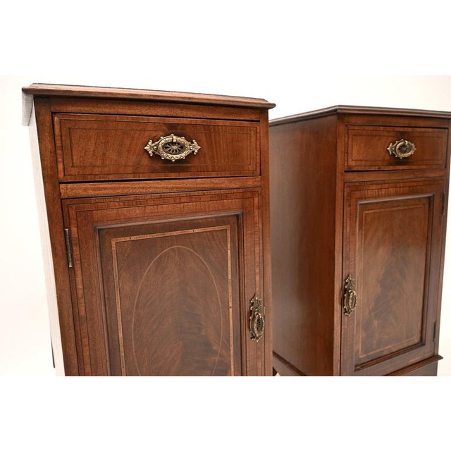 Wood Antique Edwardian Bedside Tables, 1900, Set of 2 For Sale - Image 7 of 11