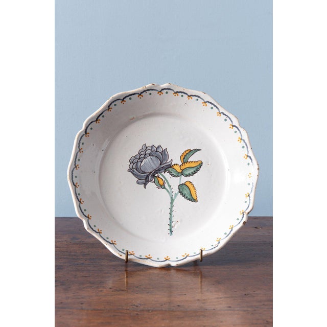 Manganese Rose Plates from Nevers Faience, 1700s, Set of 2 For Sale - Image 3 of 11