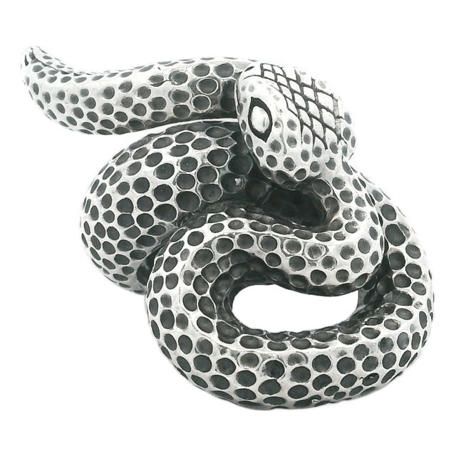 1970s Sculptural Sterling Silver Serpent Ring, Size 7.25 For Sale