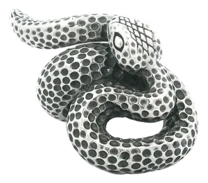 1970s Sculptural Sterling Silver Serpent Ring, Size 7.25