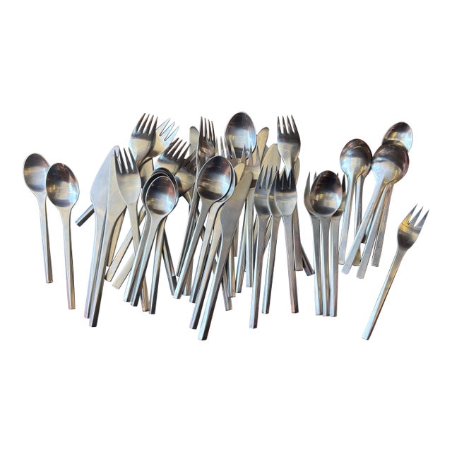 1960s Georg Jensen Prism Flatware - 42 Pieces For Sale