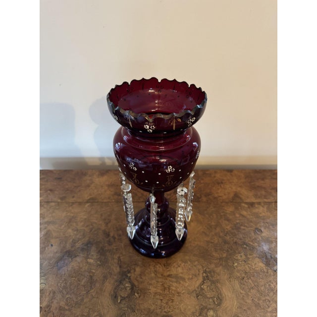 Large Antique Victorian Ruby Glass Lustre, 1860 For Sale - Image 3 of 6