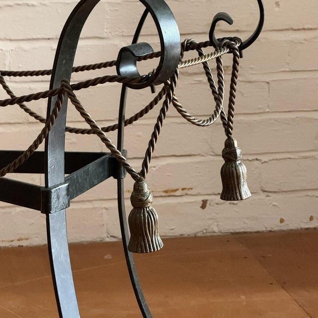 Metal Metal and Glass Console Table with Rope Tassel Detailing For Sale - Image 7 of 9