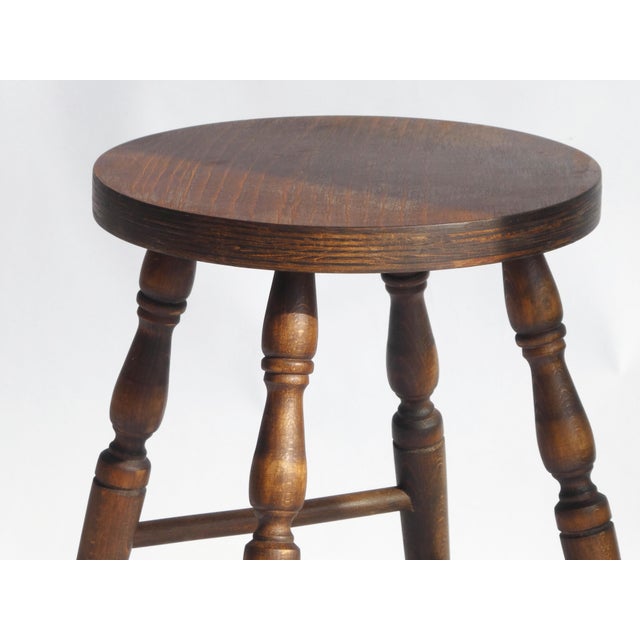 Antique English Round Wooden Stool For Sale - Image 9 of 12