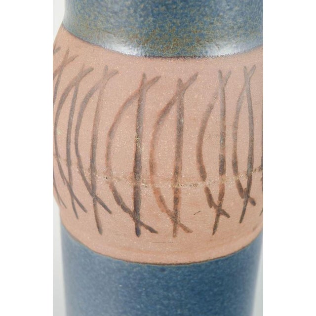 Cylindrical Stoneware Vase with Graphic Motif by Lisa Larson for Gustavsberg, 1960s For Sale - Image 3 of 5