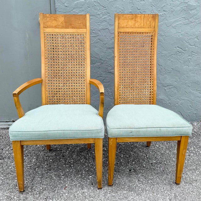 Brown Mid Century Modern Burlwood Caneback Dining Chairs - Set of 6 For Sale - Image 8 of 11