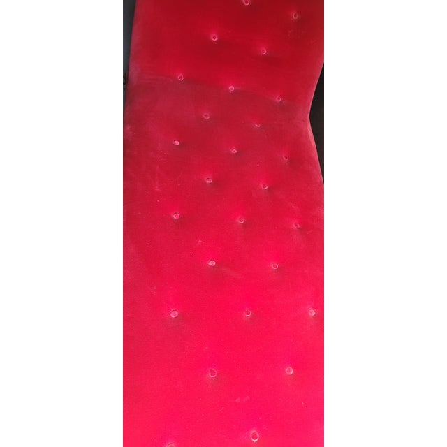 Antique 19th Century Art Deco Style Red Velvet Chaise Lounge Sofa For Sale In Philadelphia - Image 6 of 17
