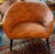 Burnt Orange Mid Century Barrel Club Chair With Original Asian Damask Upholstery For Sale - Image 8 of 9
