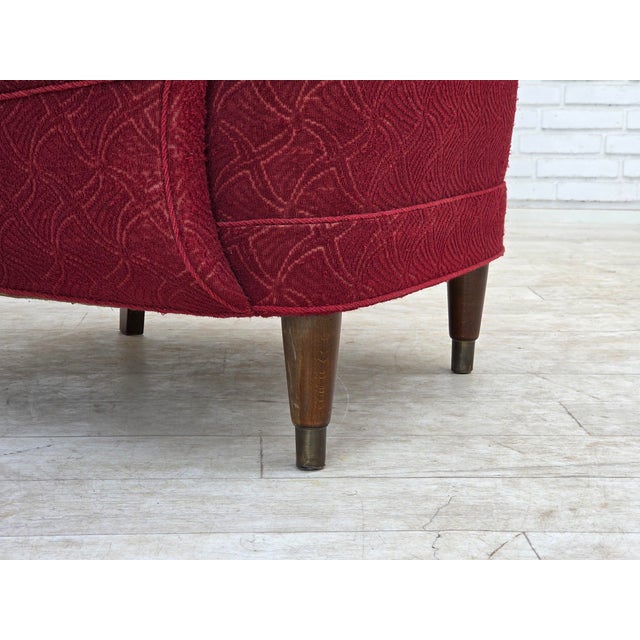 Danish Armchair in Red Furniture Fabric, 1960s For Sale - Image 4 of 18
