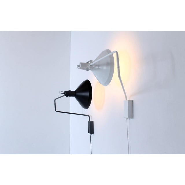 Black and White Large Metal Paperclip Wall Lamps by J. J. M. Hoogervorst for Anvia, 1970s, Set of 2 For Sale - Image 6 of 18