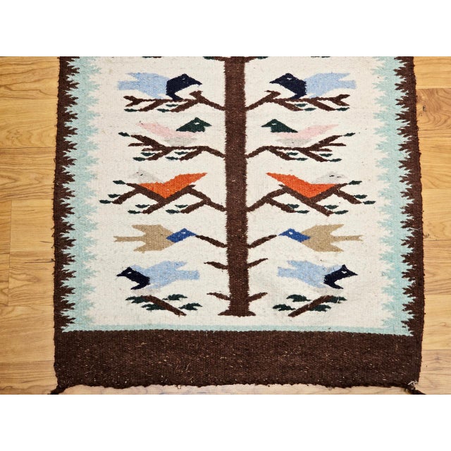 White Vintage Native American Navajo Rug, Handwoven Wool, Tree of Life Pattern, 2x3 For Sale - Image 8 of 13