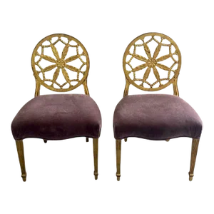 Vintage Regency Web Back Side Chairs - a Pair