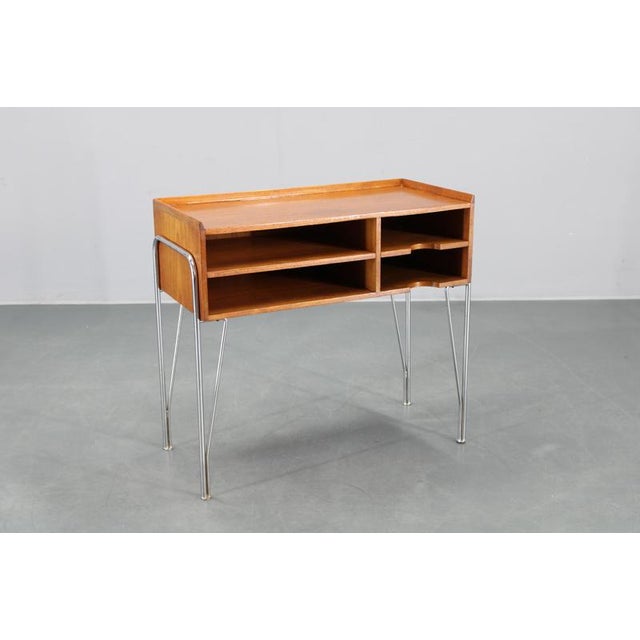 Danish Teak Shelf Cabinet with Chrome Plated Legs, 1960s For Sale - Image 4 of 16