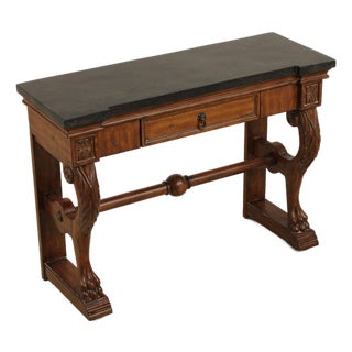 Marble Top Empire Style 1 Drawer Petticoat Console Table For Sale