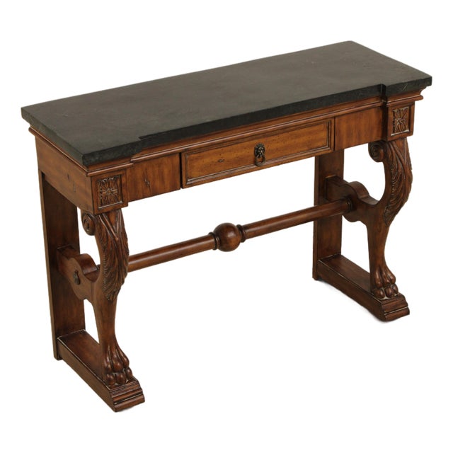 Marble Top Empire Style 1 Drawer Petticoat Console Table For Sale