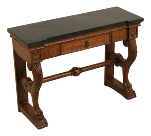 Marble Top Empire Style 1 Drawer Petticoat Console Table