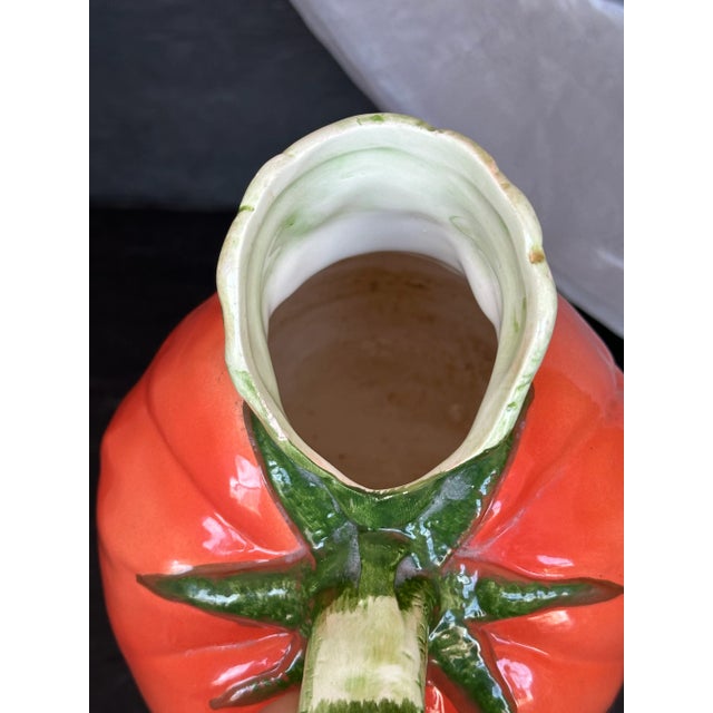 Persimmon Decorative Ceramic Tomato Pitcher For Sale - Image 8 of 11