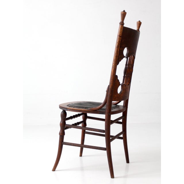 Antique Eastlake Victorian Side Chair With Leather Seat For Sale - Image 12 of 17