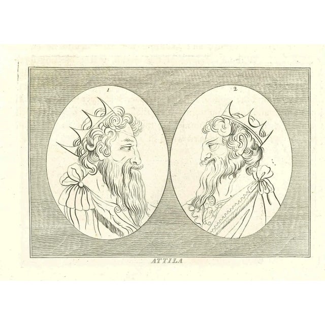 Baroque Thomas Holloway, Portrait of Attila, Original Etching, 1810 For Sale - Image 3 of 3