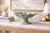 Title Vintage Mid-Century Celadon Pedestal Compote Bowl — Scalloped Console Centerpiece — WCL Studio Pottery --- Mobile-...