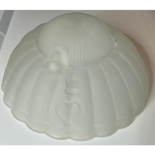 Vintage Frosted Glass Nautical Light Shade – Scalloped Shell Form With Rope Motif, Coastal Sconce or Flush Mount Globe For Sale In Houston - Image 6 of 10