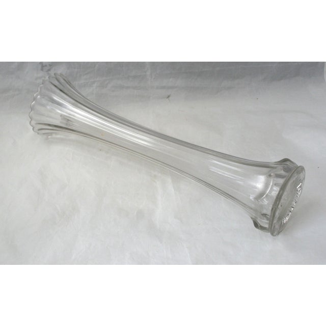 1900 - 1909 Early 20th Century Fostoria 1002 Clear Glass Swung Vase Scalloped Rim Ribbed Body Starburst Base For Sale - Image 5 of 10