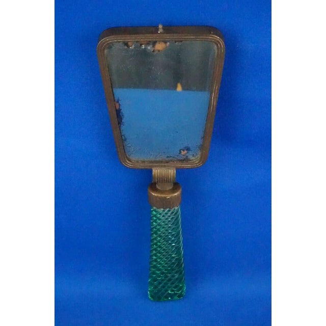 Portable Dressing Mirror in Green Glass and Bronze by Paolo Venini, 1890s For Sale - Image 5 of 18