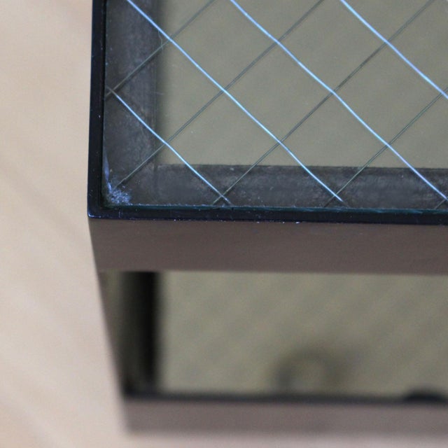 1980s 1980's Custom Modernist Minimal Grid Glass & Black Square Mirrored Display Coffee Table Inspired by Joseph d'Urso for Knoll For Sale - Image 5 of 8