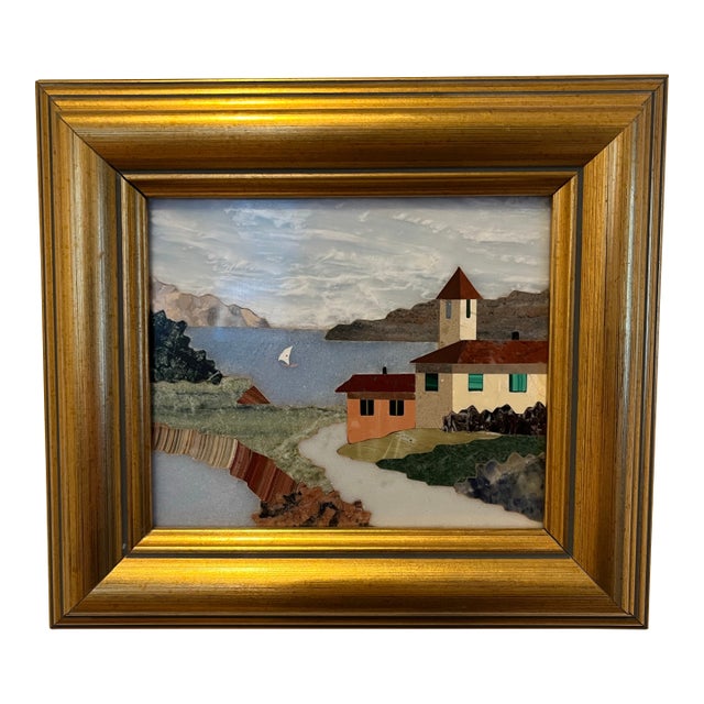 Mid Century Pietra Dura Framed Artwork, Florence, Italy, Circa 1960 For Sale