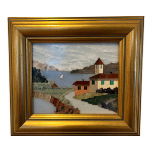 Mid Century Pietra Dura Framed Artwork, Florence, Italy, Circa 1960